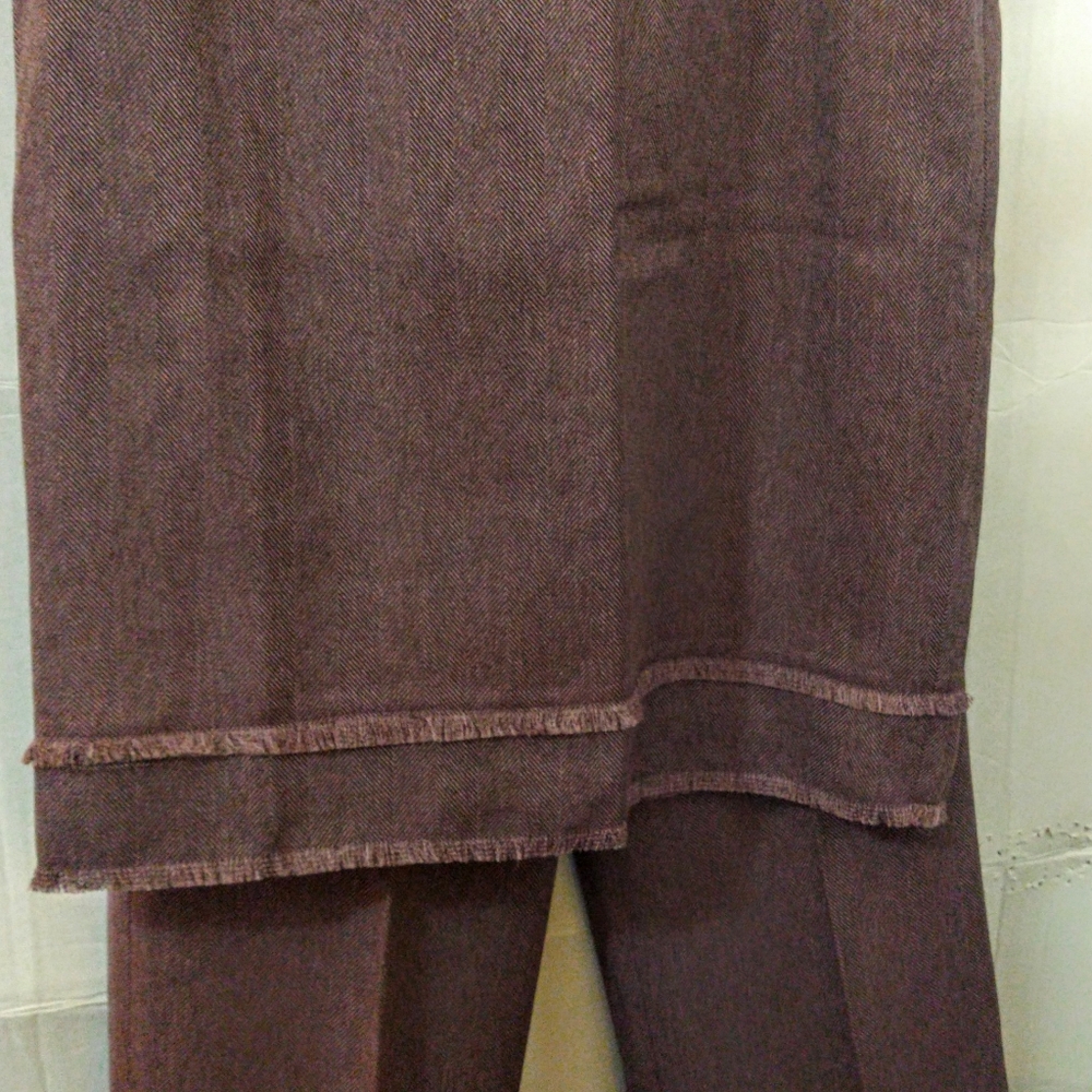3 PC Eggplant Tweed Larry Levine Suit Skirt Pant Jacket Sz 4 - Picture 3 of 10